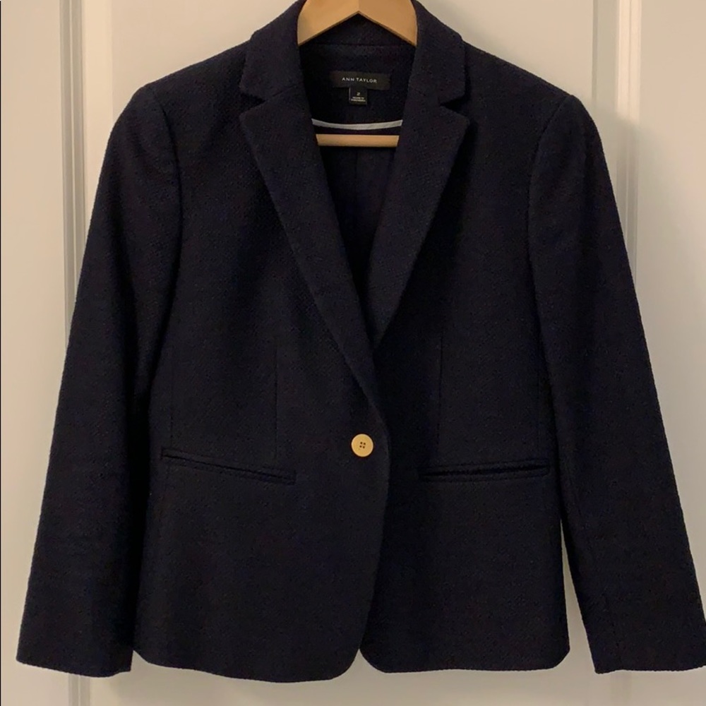 Ann Taylor Navy Cropped Blazer